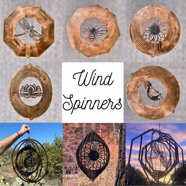 collage showing different wind spinners
