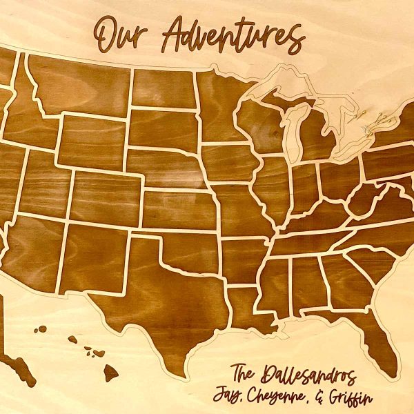 close up of the Family Adventure Travel Map