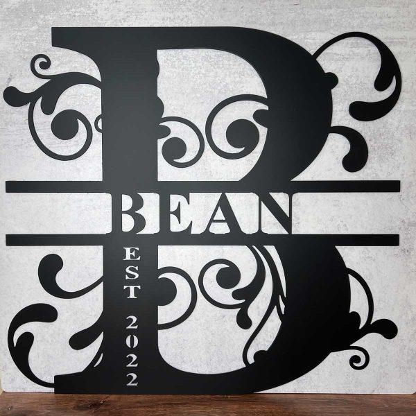 custom Bean family monogram in black